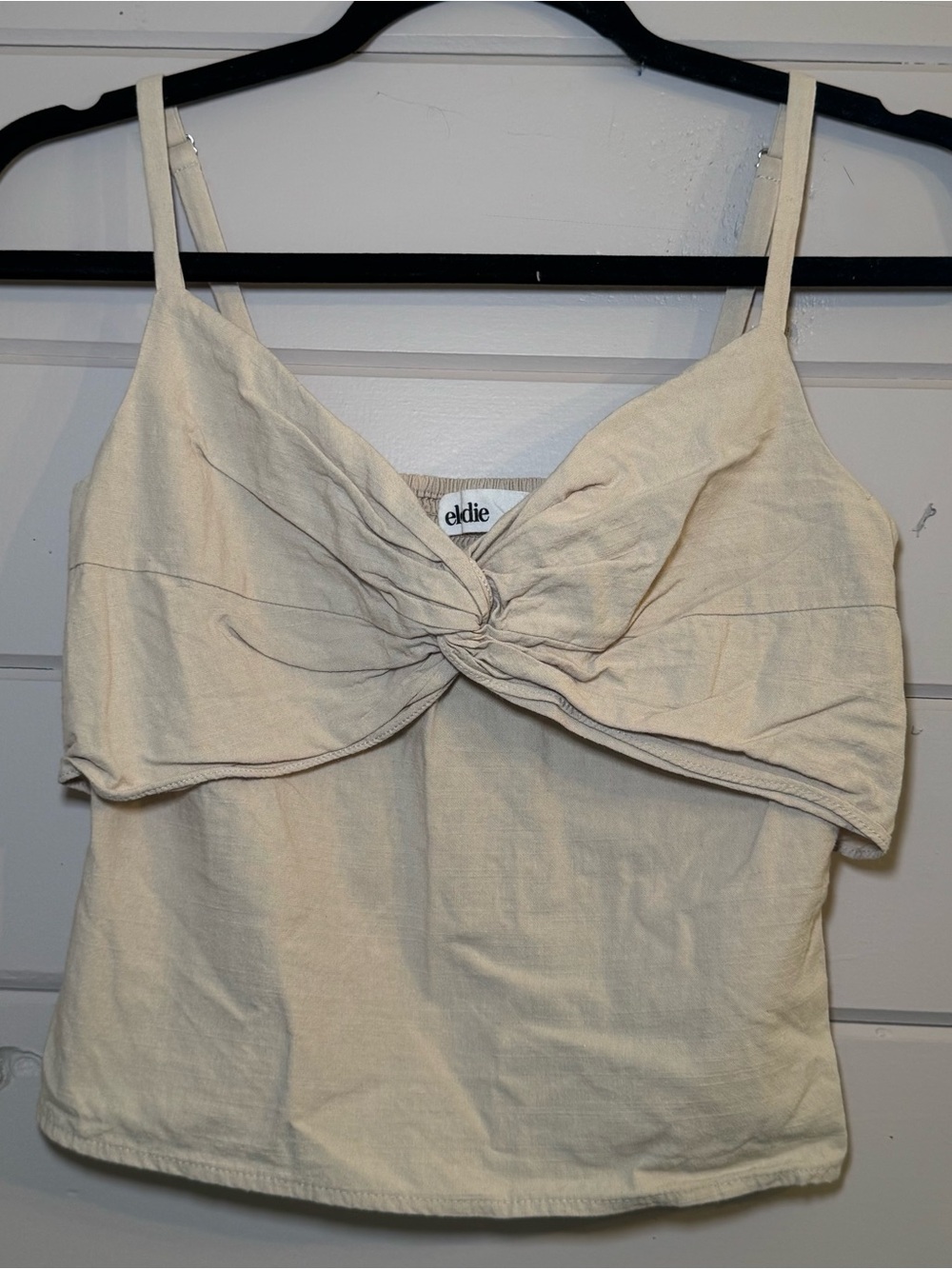 Elodie Cream Twist-Front Adjustable Strap Crop Top